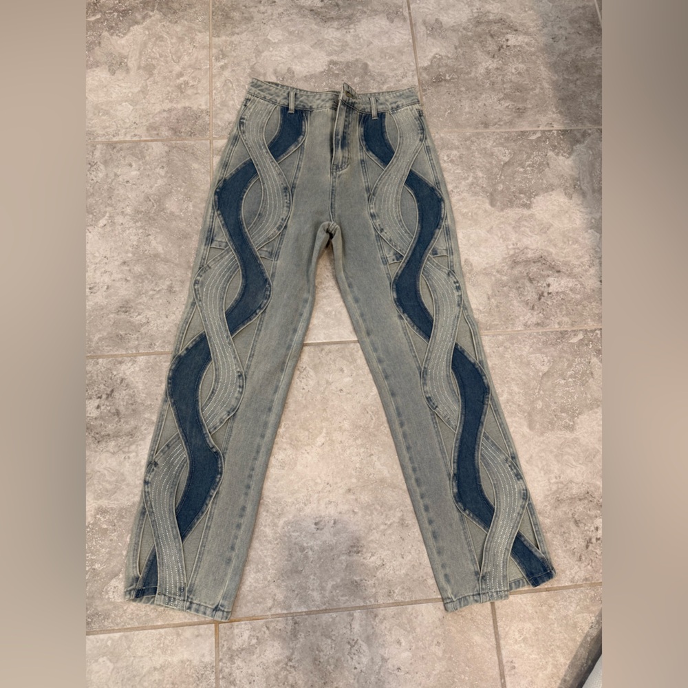 Light Blue  Sparkle/ cutouts Women's Jeans